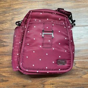Like New Lug Can Can Cranberry Dot | Crossbody Purse / Belt Bag w/ Drink Pocket